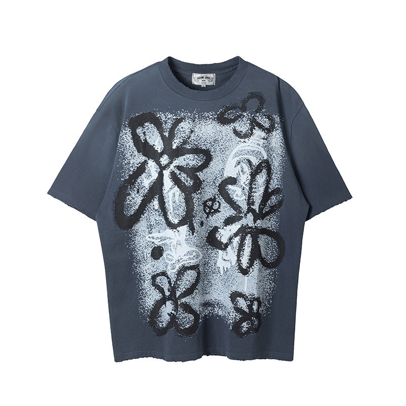 SSSAINT LOUIS Graffiti Floral Print Tee