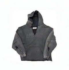 Satoshi Nakamoto V‑Neck Distressed Hoodie