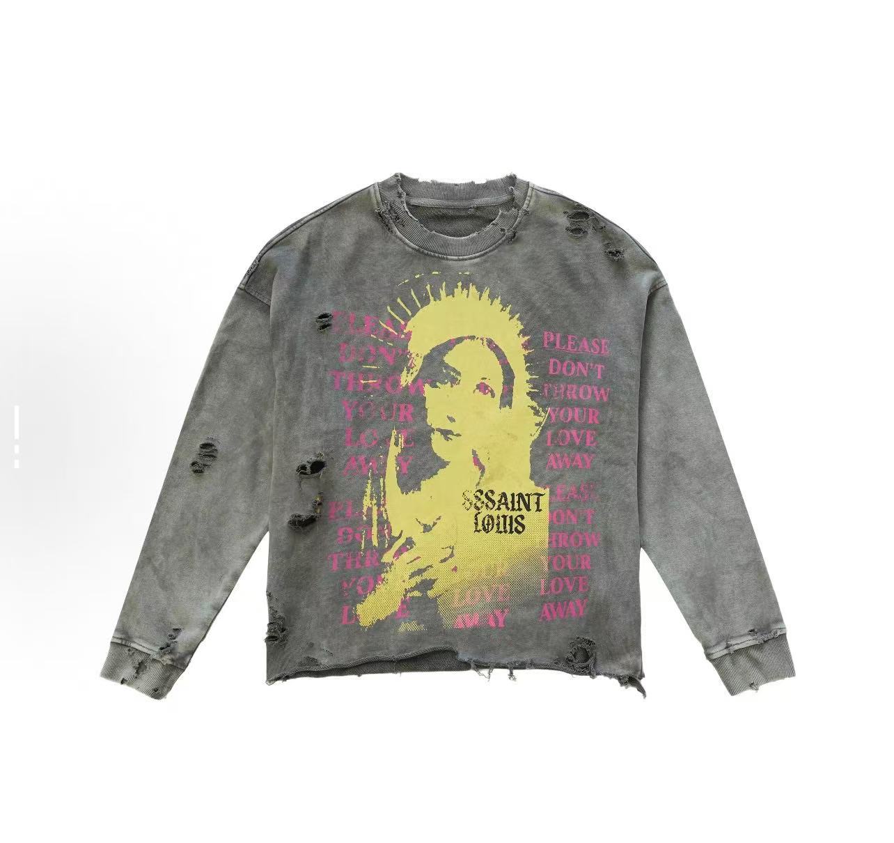 SSSAINT LOUIS Grunge Portrait Print Top
