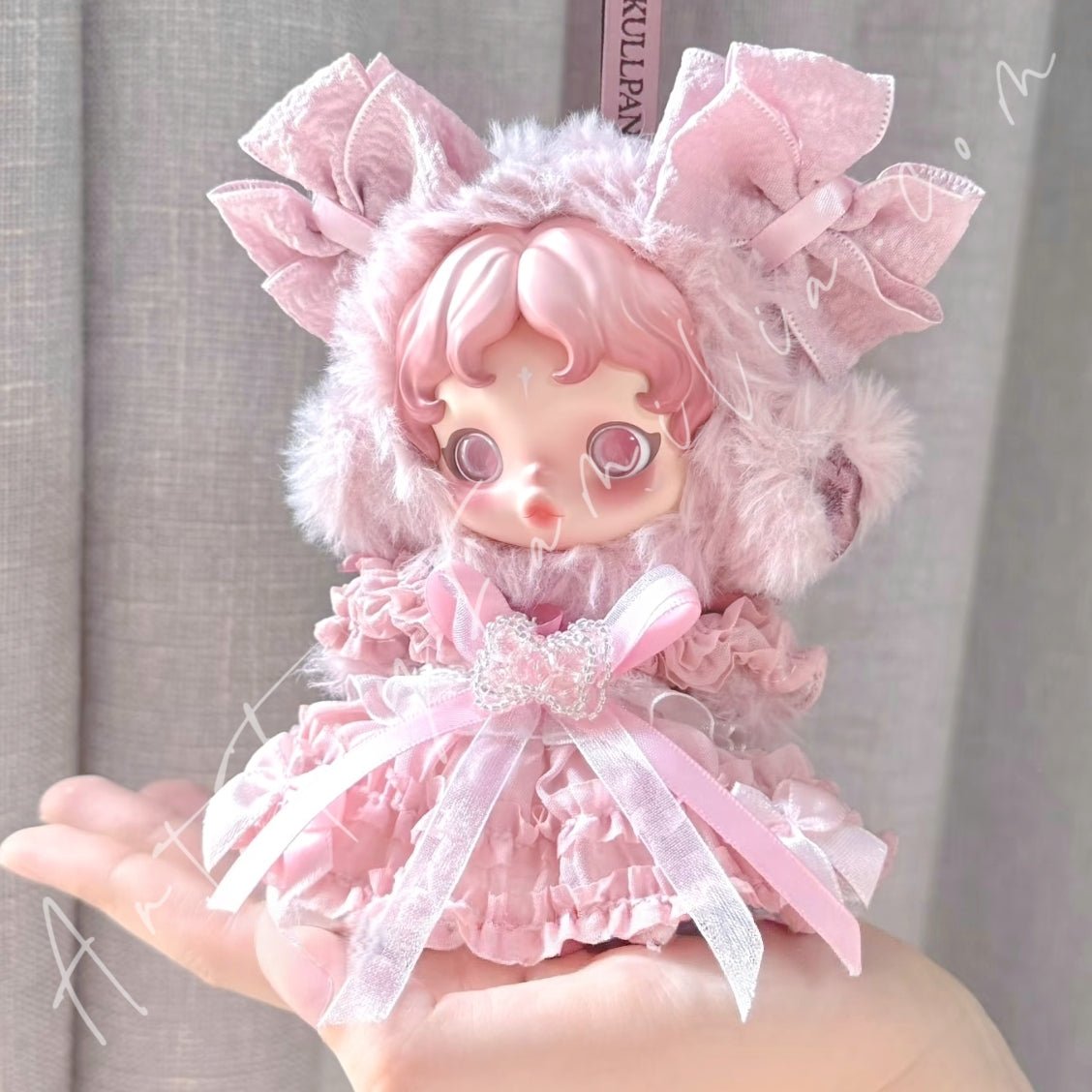 Doll Cloth Blush Bow Tulle Set For Skullpanda - 163