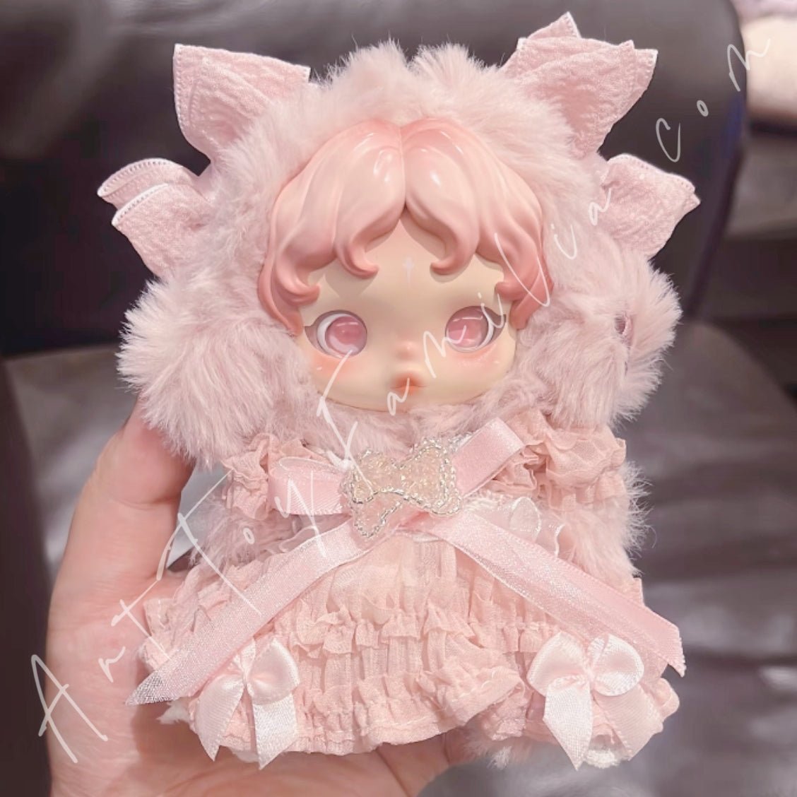 Doll Cloth Blush Bow Tulle Set For Skullpanda - 163