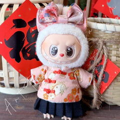 Doll Cloth Year of the Horse Cheongsam Set For Labubu - 166