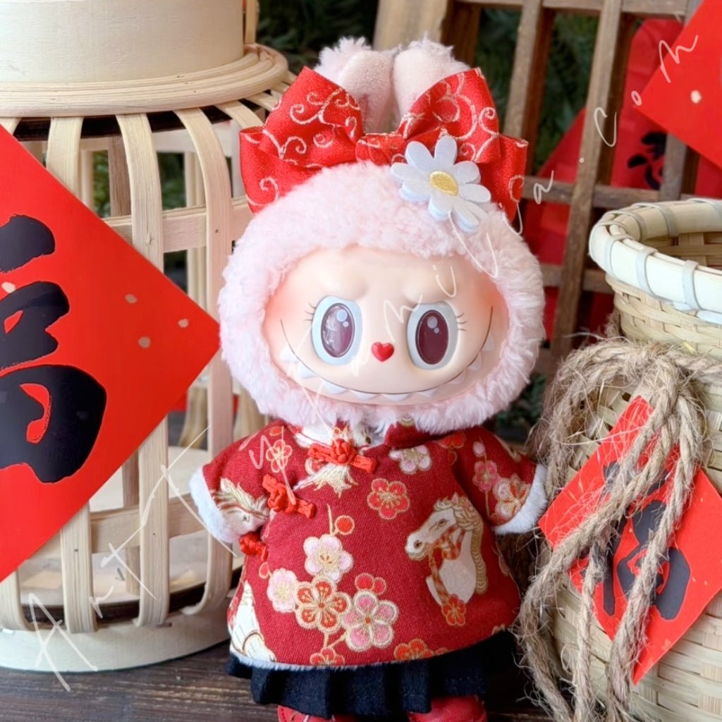 Doll Cloth Year of the Horse Cheongsam Set For Labubu - 166