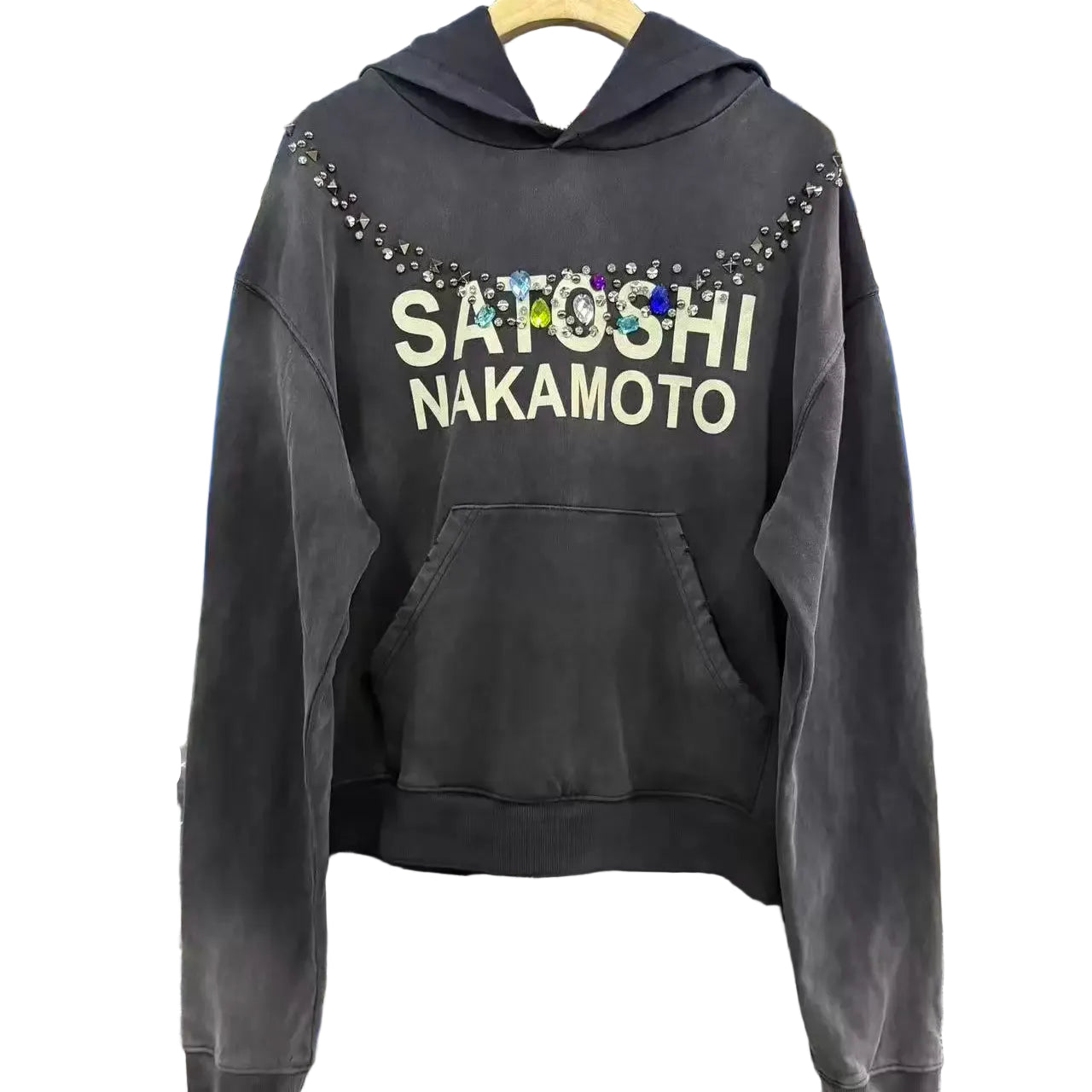 Satoshi Nakamoto Rhinestone Studded Hoodie