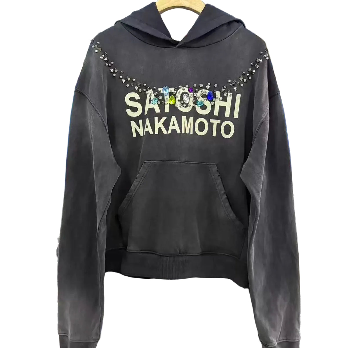 Satoshi Nakamoto Rhinestone Studded Hoodie