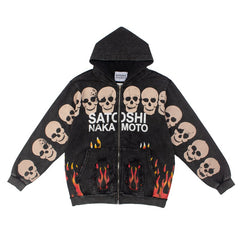 Satoshi Nakamoto Rock‑Style Full‑Zip Hoodie