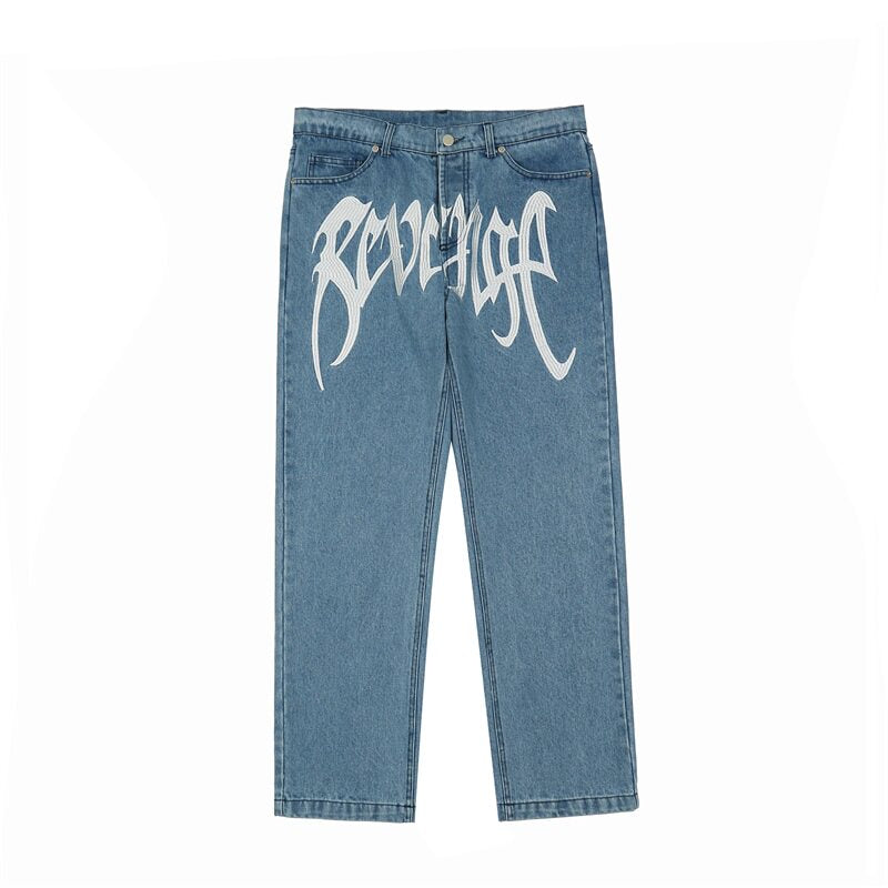 Revenge Graphic Straight‑Leg Jeans