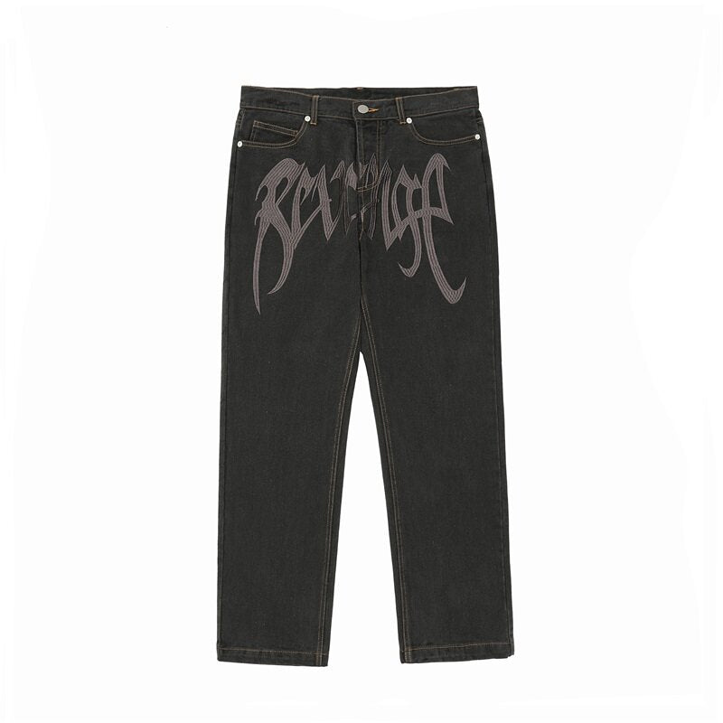 Revenge Graphic Straight‑Leg Jeans