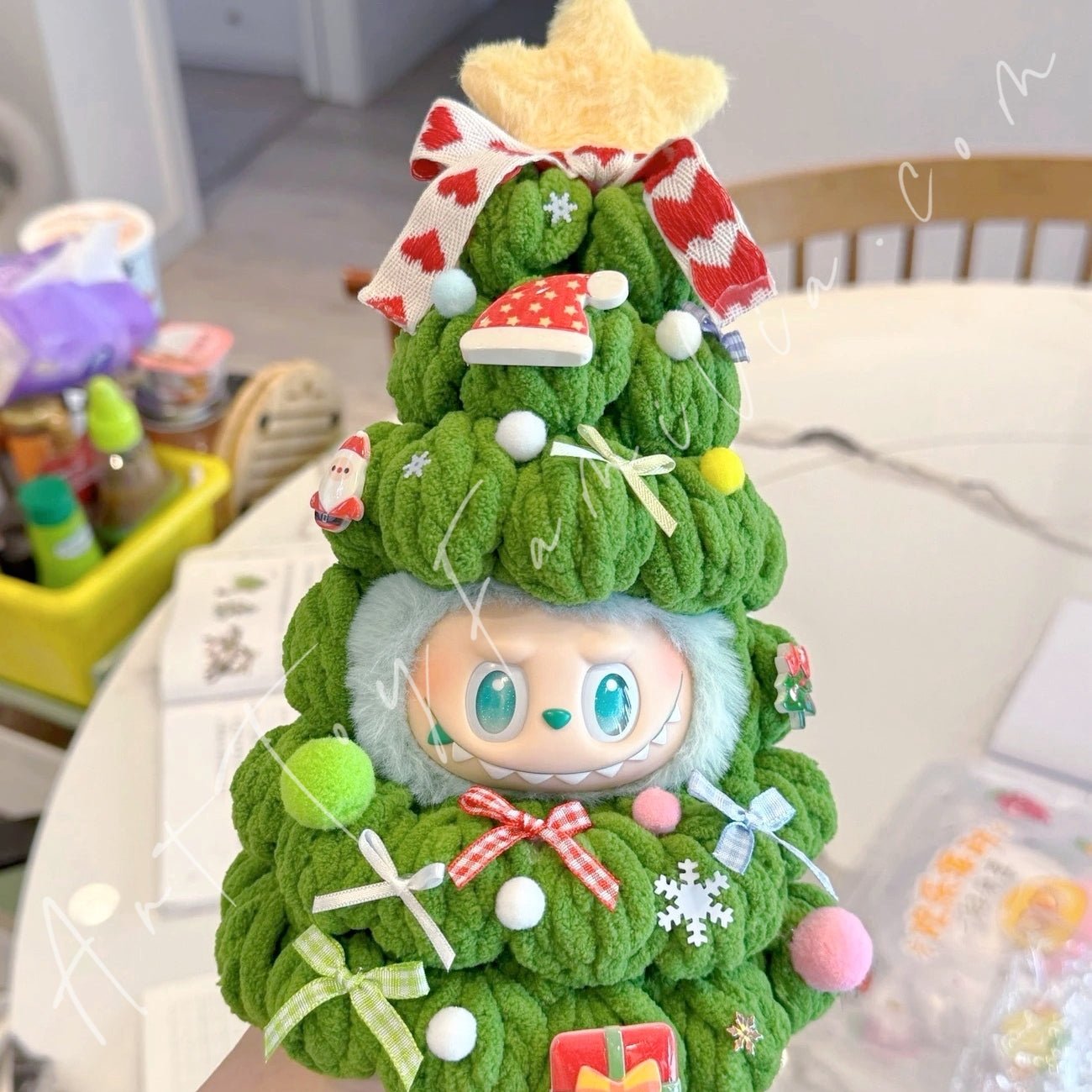 Doll Cloth Fluffy Christmas Tree Jumpsuit For Labubu - 116