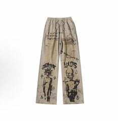 SSSAINT LOUIS Graffiti Figure Sweat Pants