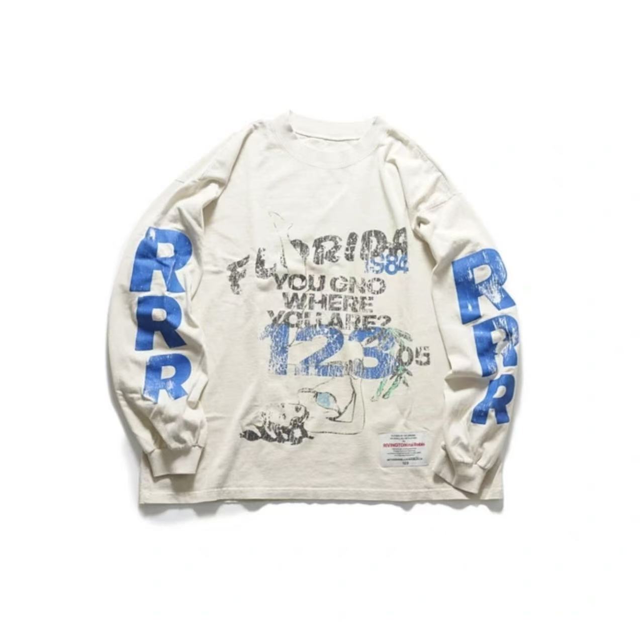 RRR123 Vintage Text Long‑Sleeve Tee