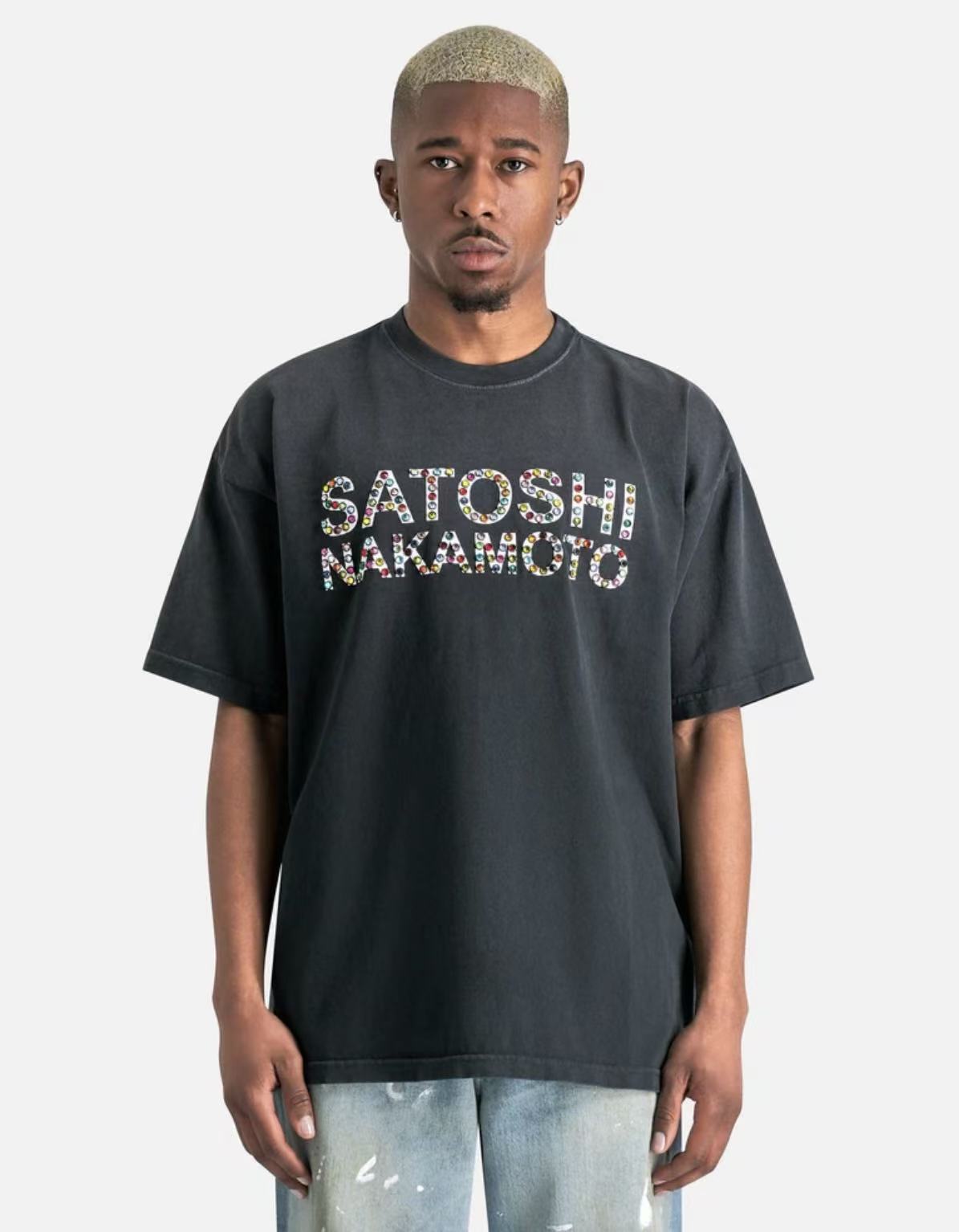 Satoshi Nakamoto Studded Oversized T‑Shirt