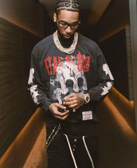 RRR123 Skull Graphic Long‑Sleeve Tee