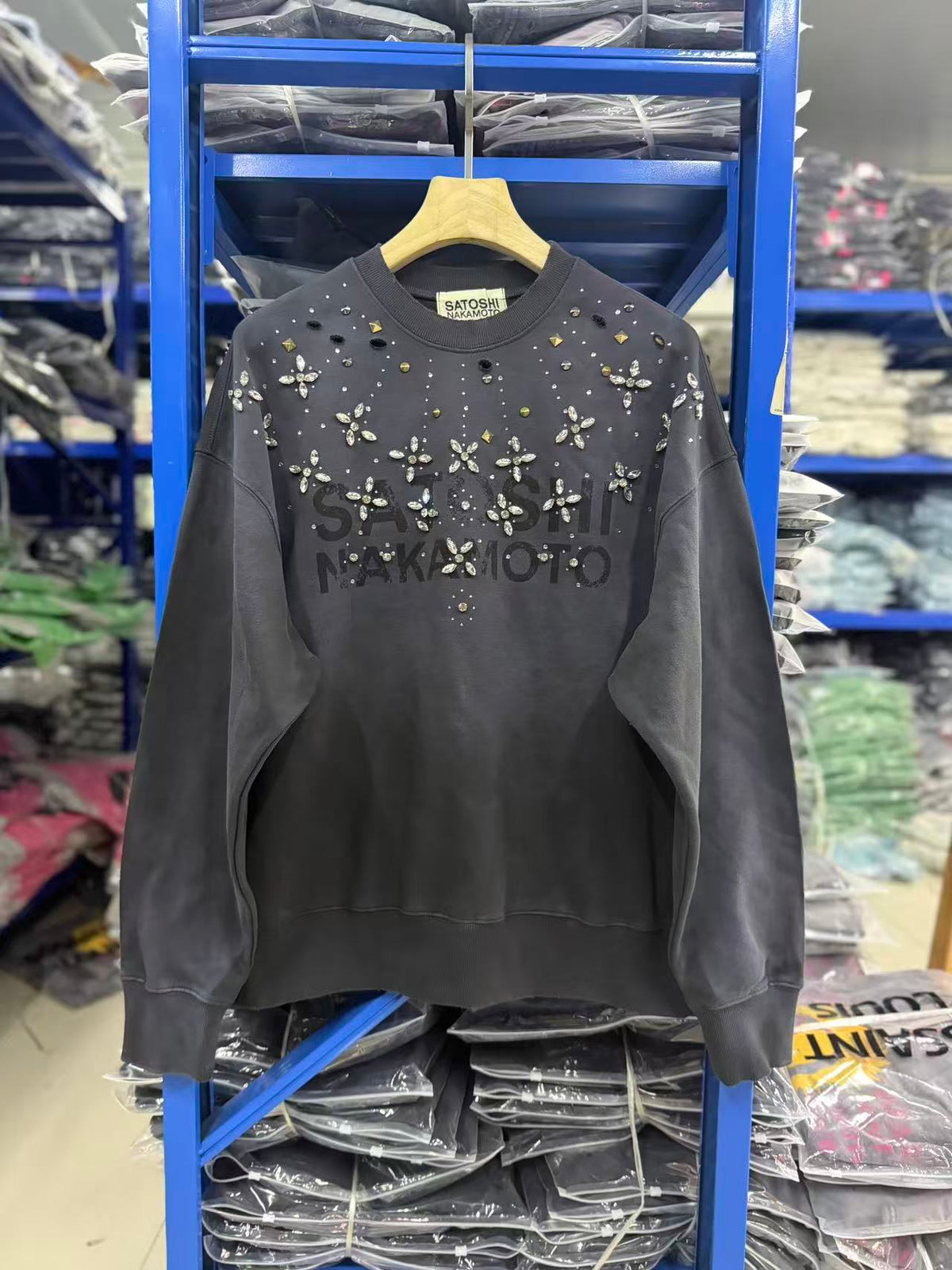 Satoshi Nakamoto Crystal Embellished Crewneck