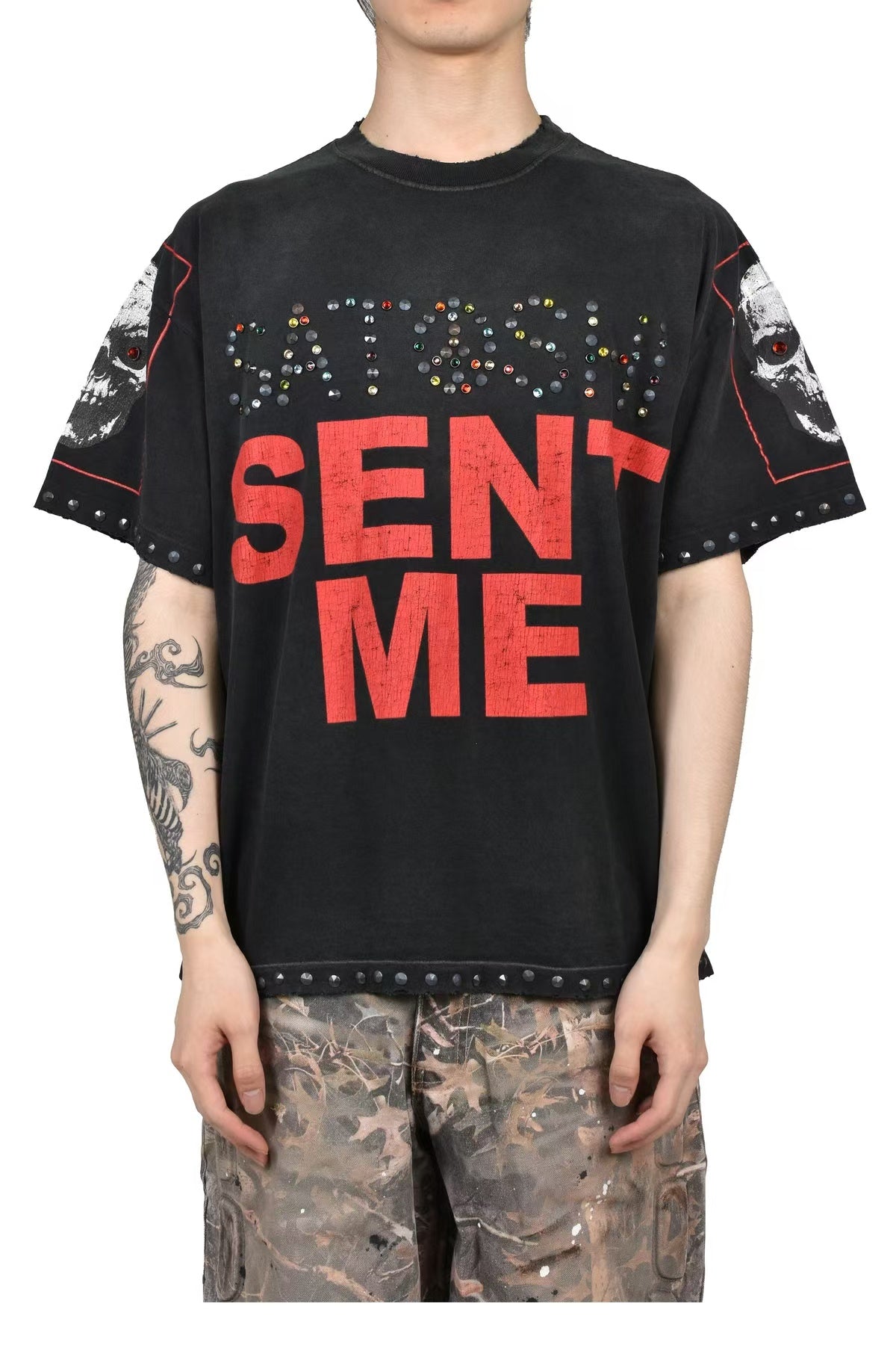 Satoshi Nakamoto Graphic Studded T‑Shirt