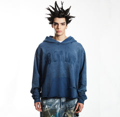 SSSAINT LOUIS Cropped Destroyed Hoodie