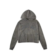 SSSAINT LOUIS Cropped Distressed Hoodie