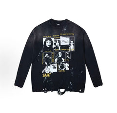 SSSAINT LOUIS Distressed Comic Print Sweater
