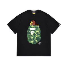 BAPE Black Green Camo Ape Head Graphic T-Shirt