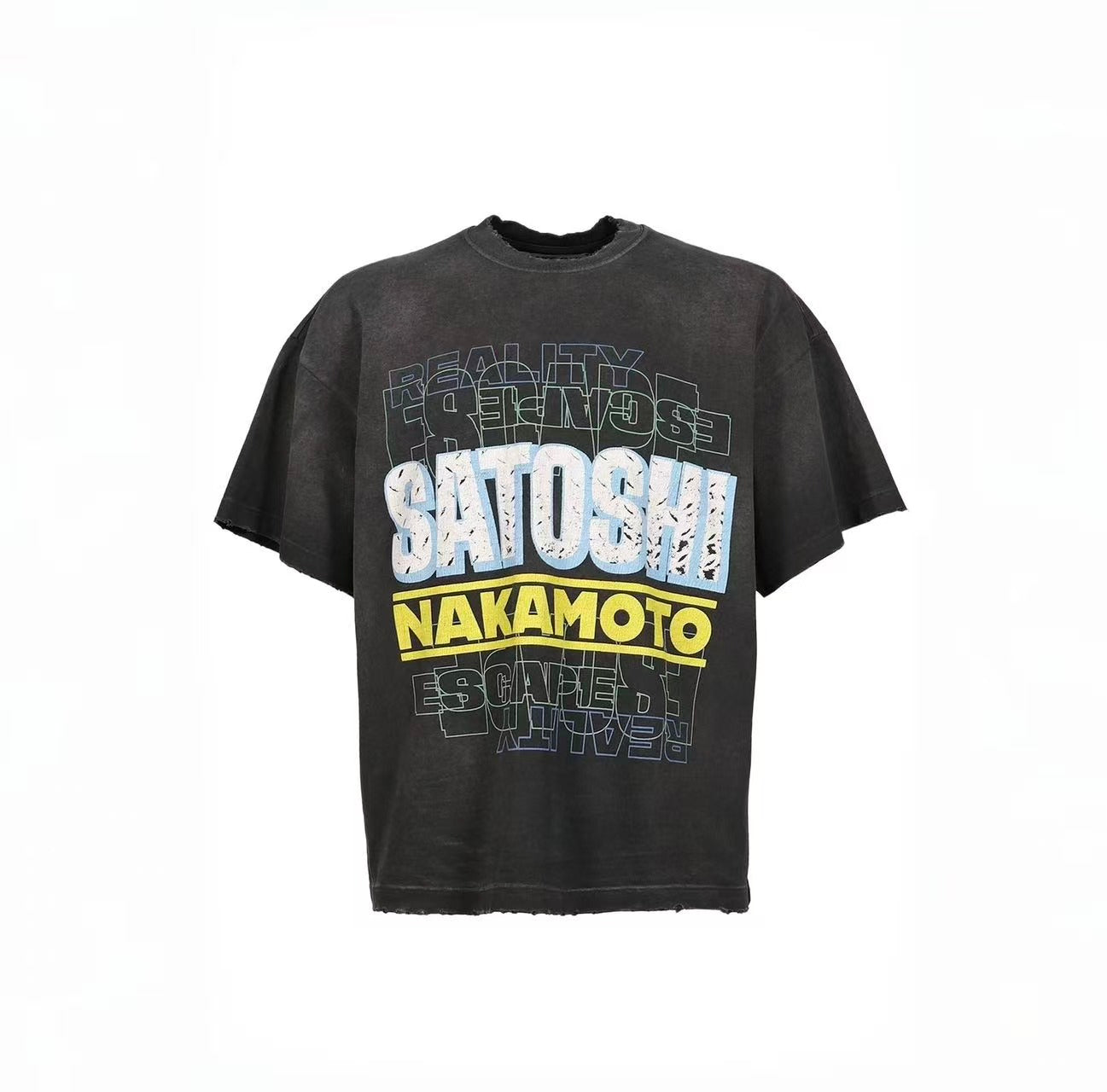Satoshi Nakamoto Layered Text Graphic Tee