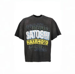 Satoshi Nakamoto Layered Text Graphic Tee
