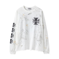 SSSAINT LOUIS Cross Distressed Long‑Sleeve