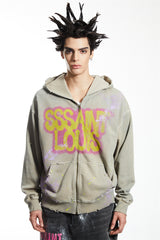 SSSAINT LOUIS Spray Logo Zip‑Up Hoodie