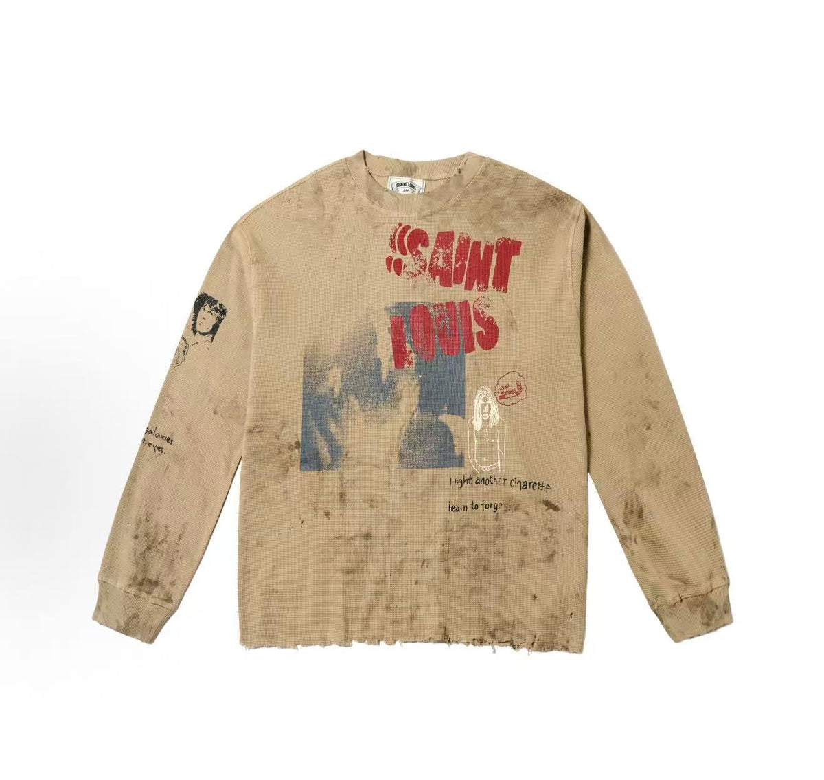 SSSAINT LOUIS Grunge Graphic Waffle Knit Tee