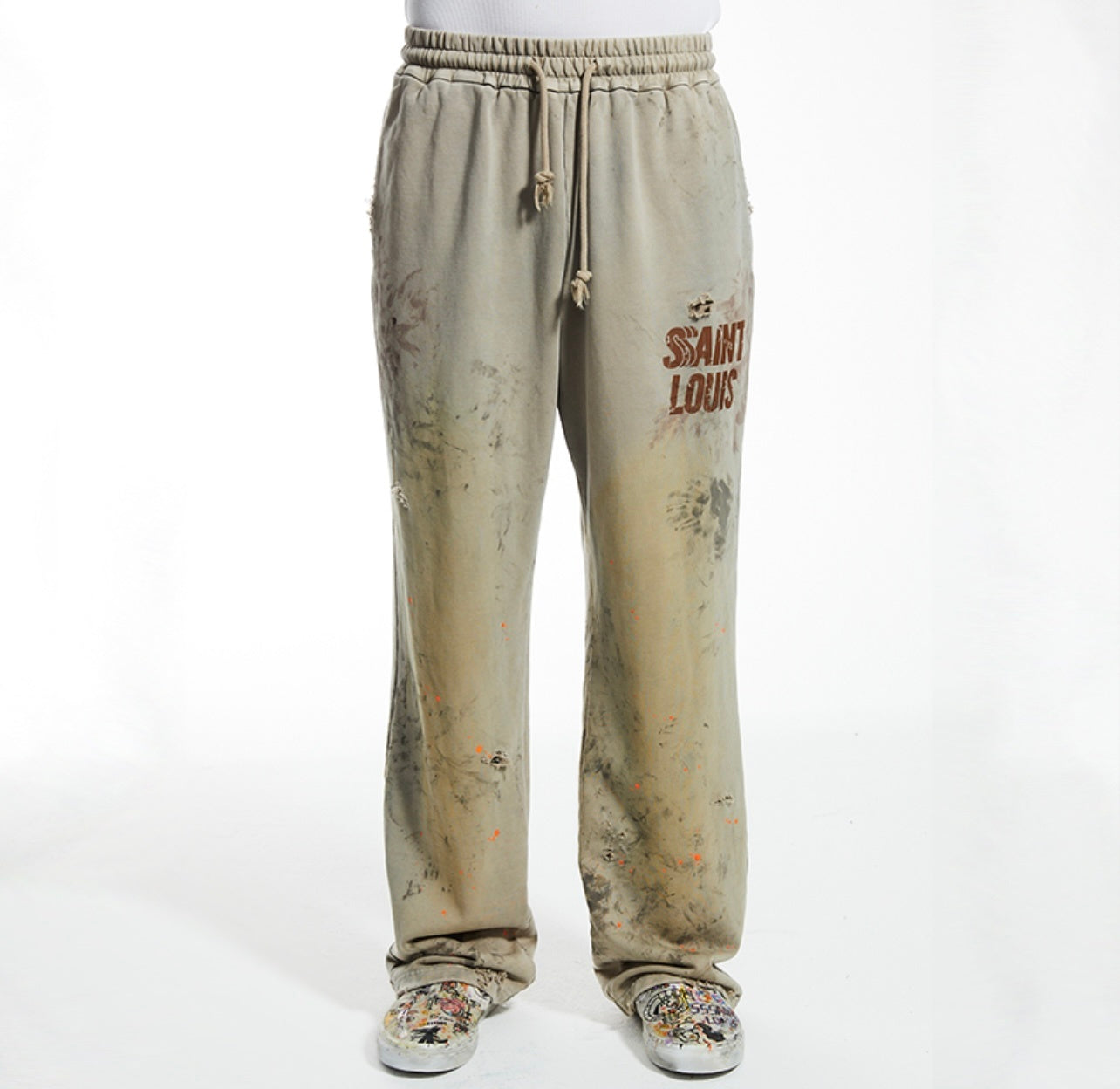 SSSAINT LOUIS Paint‑Splatter Sweat Pants