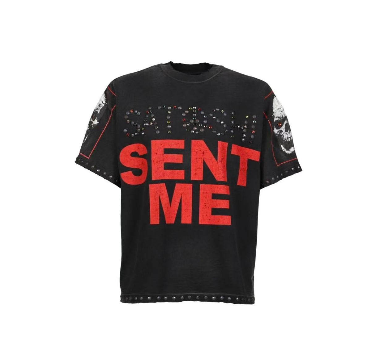 Satoshi Nakamoto Graphic Studded T‑Shirt
