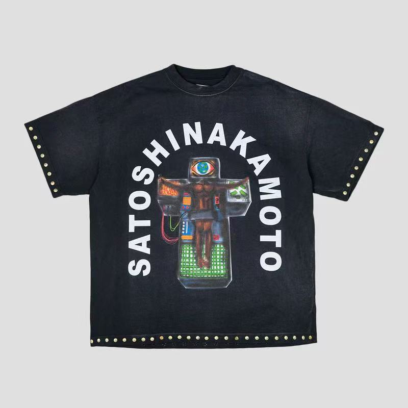 Satoshi Nakamoto Cyber Graphic Studded Tee