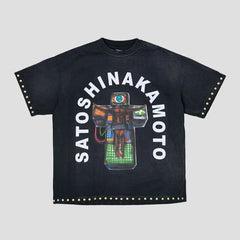 Satoshi Nakamoto Cyber Graphic Studded Tee