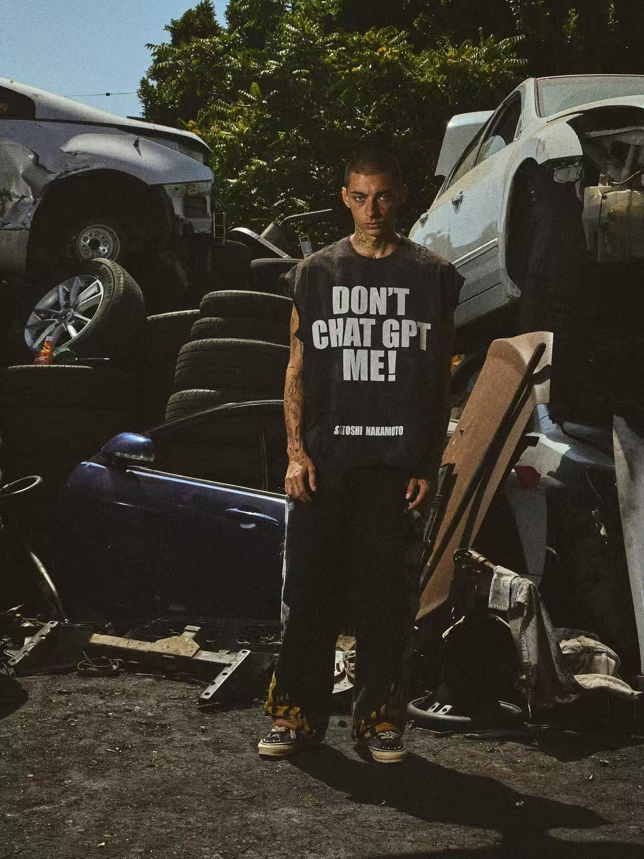 Satoshi Nakamoto Slogan Cut‑Off Tank Top