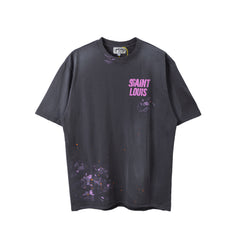 SSSAINT LOUIS Purple Paint‑Splatter Tee