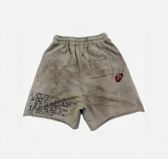SSSAINT LOUIS Grunge Graphic Fleece Shorts