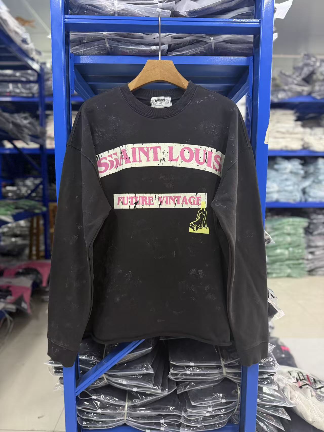 SSSAINT LOUIS Retro Text Print Sweatshirt